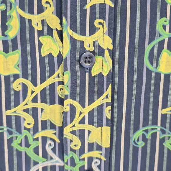 {John Henry} Men's Blue Striped Ivy Print Button-Down Shirt - Size XL - Picture 10 of 13